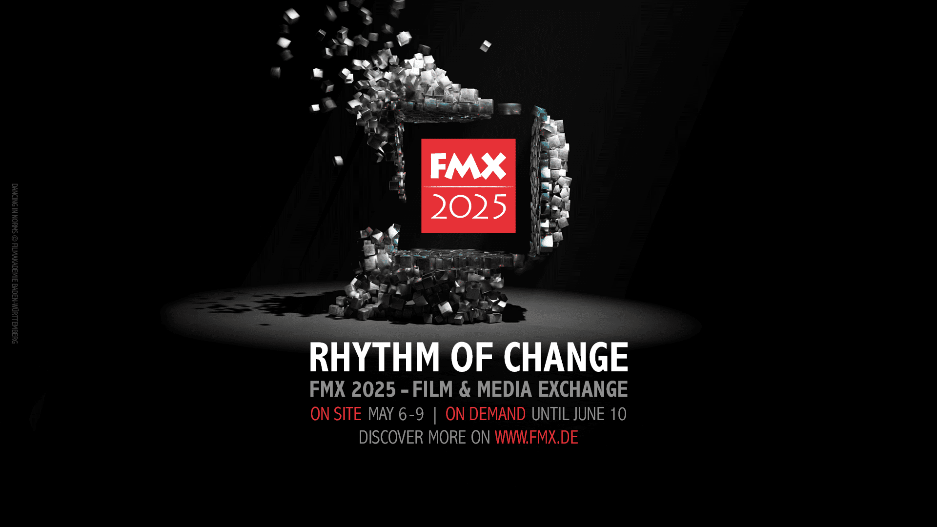 FMX 2025. Motto: Rhythm of Change. 6.-9. Mai vor Ort in Stuttgart, bis 10. Juni 2025 on demand. Mehr Infos auf FMX.de