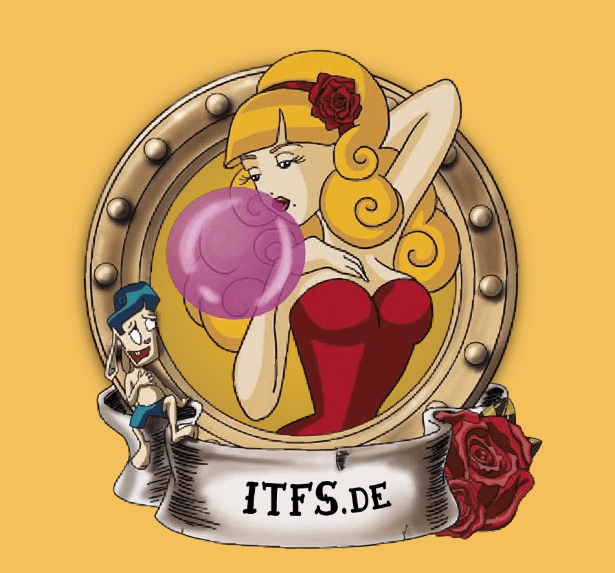 Grafik einer blonden Frau mit großer Kaugummiblase